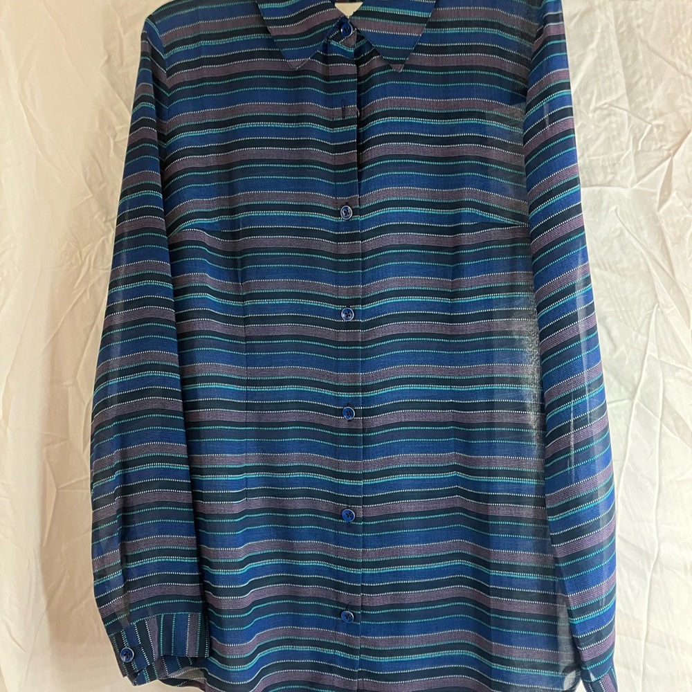 CAbi Blue Striped Blouse